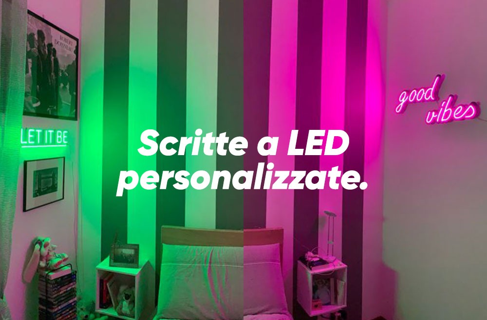 Scritte LED personalizzate: regala una scritta luminosa da parete.